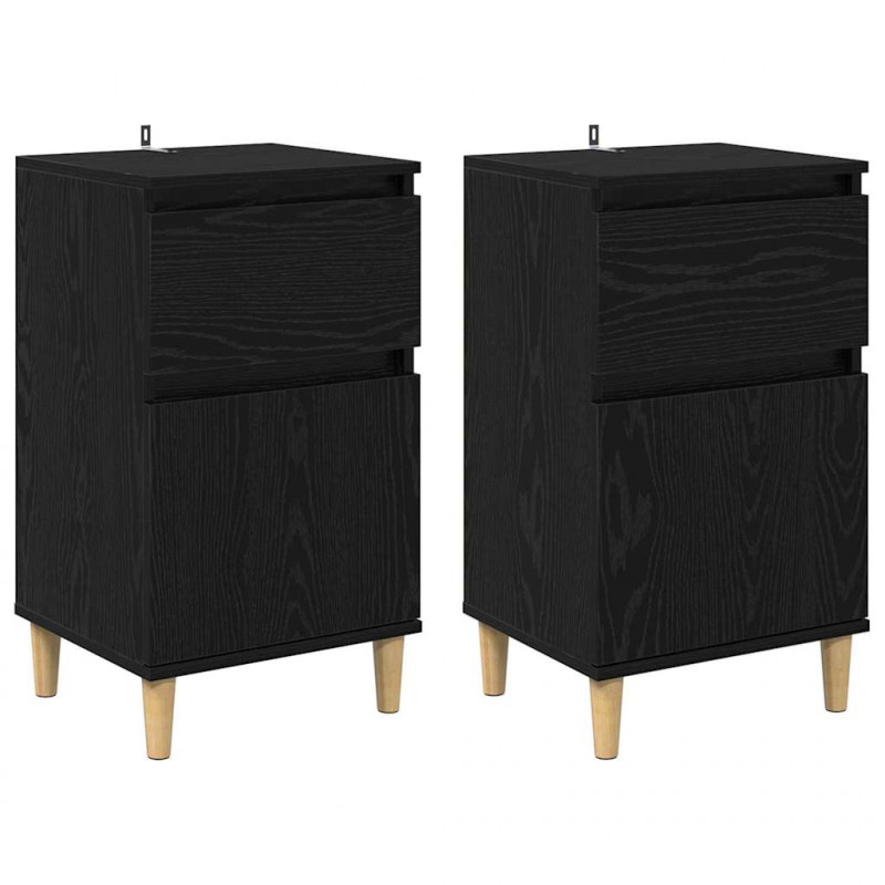 Szafka Nocna z szufladą 2 pcs Czarny Dąb 40 x 35 x 70 cm