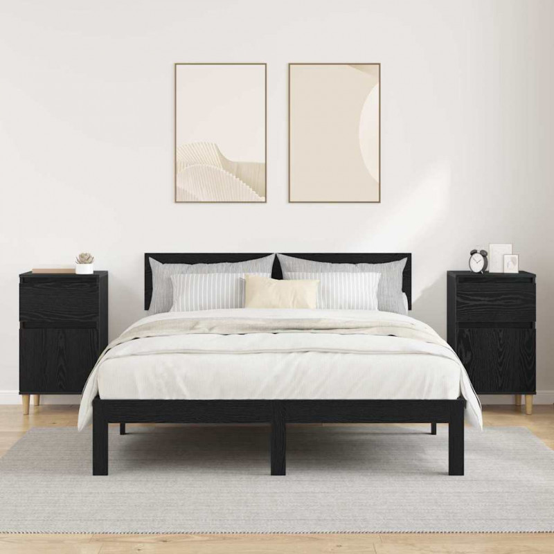 Szafka Nocna z szufladą 2 pcs Czarny Dąb 40 x 35 x 70 cm