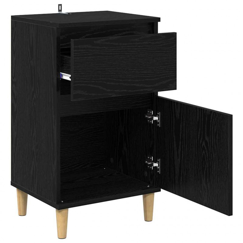 Szafka Nocna z szufladą 2 pcs Czarny Dąb 40 x 35 x 70 cm