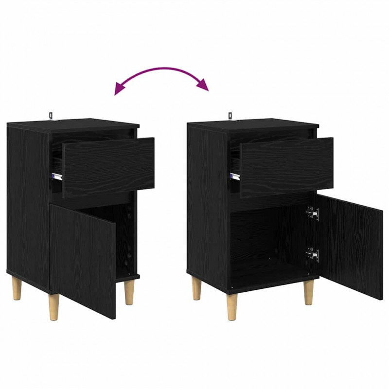 Szafka Nocna z szufladą 2 pcs Czarny Dąb 40 x 35 x 70 cm
