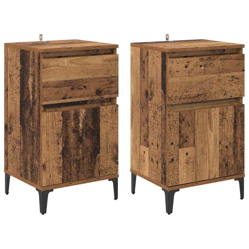 Szafka Nocna z szufladą 2 pcs Stare drewno 40 x 35 x 70 cm