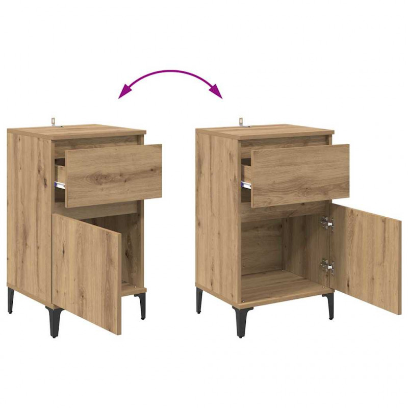 Szafka Nocna z szufladą 2 pcs Dąb rzemieślniczy 40 x 35 x 70 cm