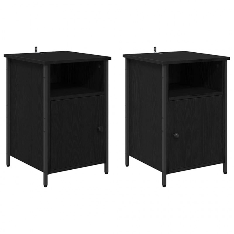 Szafka Nocna 2 pcs Czarny Dąb 40 x 42 x 60 cm