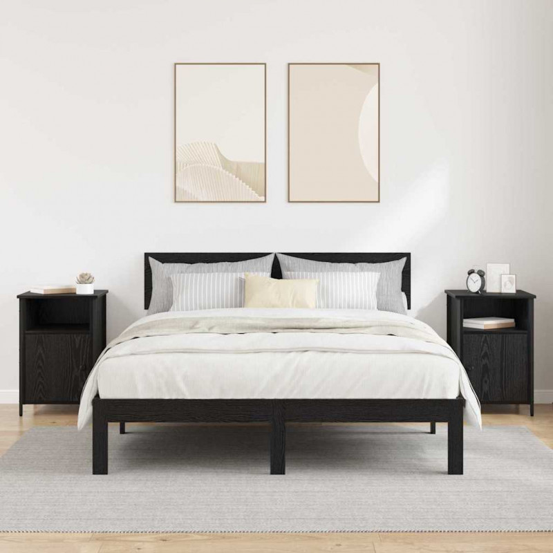 Szafka Nocna 2 pcs Czarny Dąb 40 x 42 x 60 cm