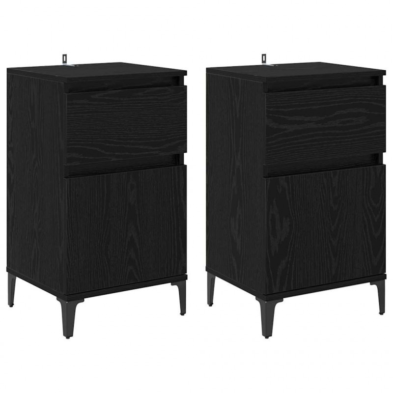 Szafka Nocna z szufladą 2 pcs Czarny Dąb 40 x 35 x 70 cm