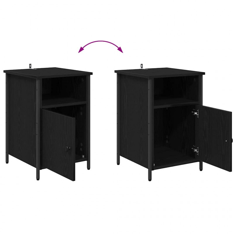 Szafka Nocna 2 pcs Czarny Dąb 40 x 42 x 60 cm