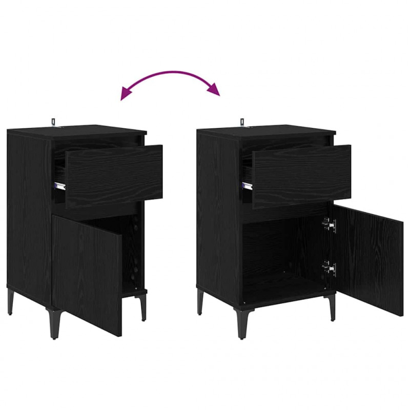 Szafka Nocna z szufladą 2 pcs Czarny Dąb 40 x 35 x 70 cm