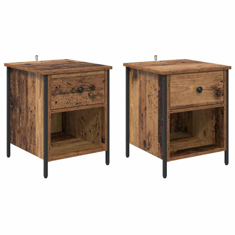 Szafka Nocna z szufladą 2 pcs Stare drewno 40 x 42 x 50 cm