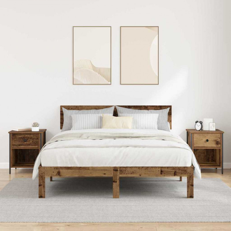 Szafka Nocna z szufladą 2 pcs Stare drewno 40 x 42 x 50 cm