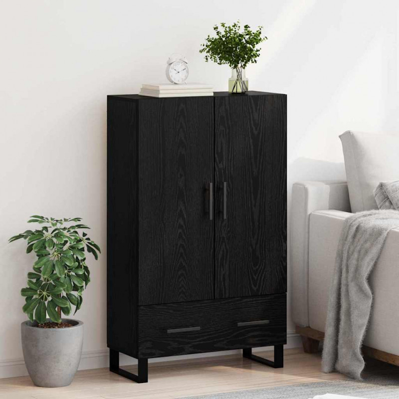 Highboard Czarny Dąb 69,5 x 30 x 115 cm Materiał drewnopochodny
