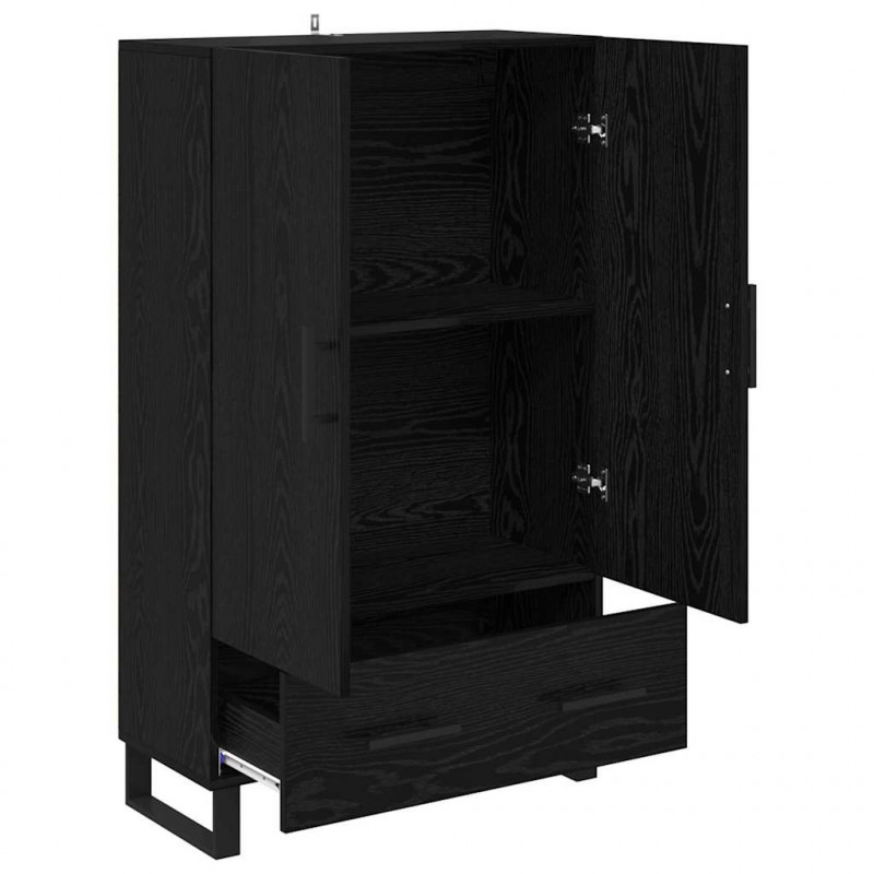 Highboard Czarny Dąb 69,5 x 30 x 115 cm Materiał drewnopochodny