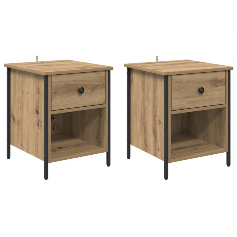 Szafka Nocna z szufladą 2 pcs Dąb rzemieślniczy 40 x 42 x 50 cm