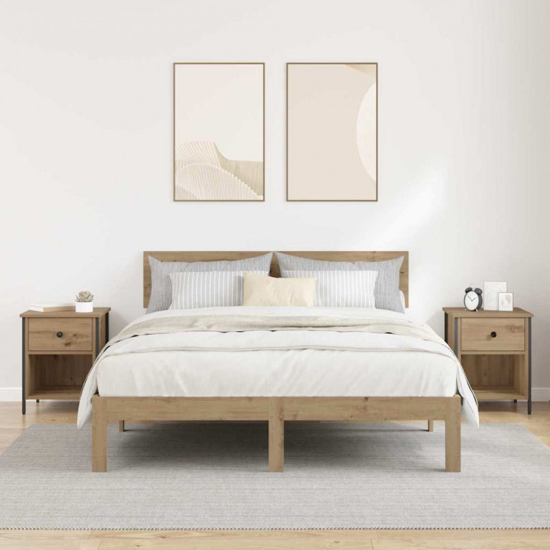 Szafka Nocna z szufladą 2 pcs Dąb rzemieślniczy 40 x 42 x 50 cm