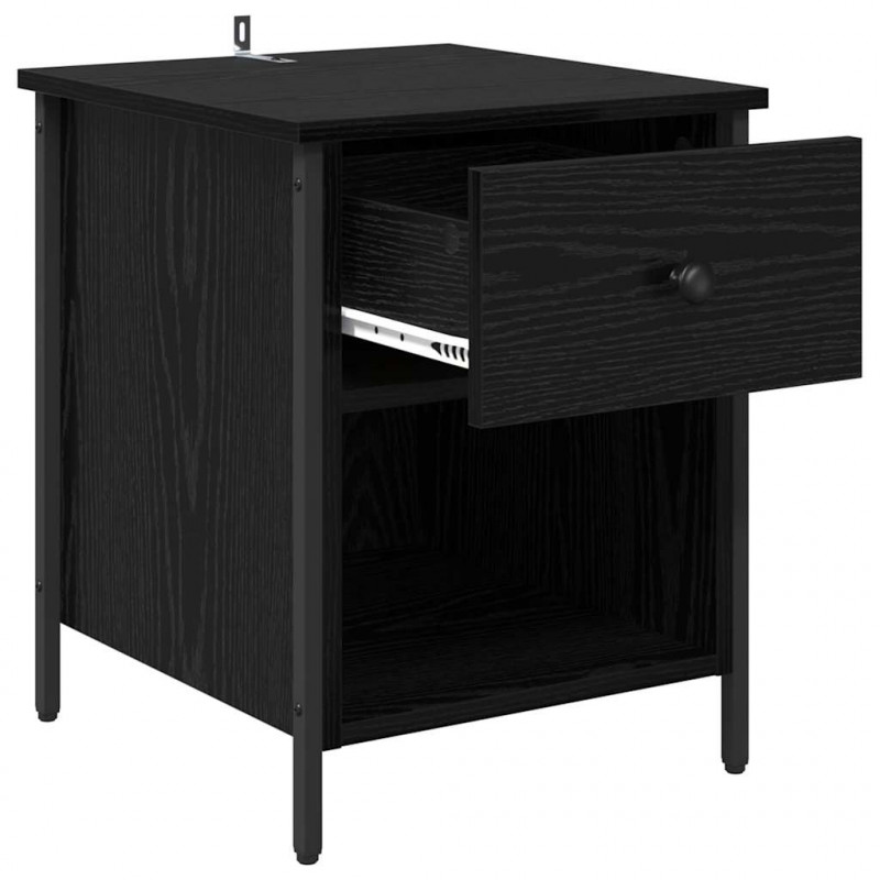 Szafka Nocna z szufladą 2 pcs Czarny Dąb 40 x 42 x 50 cm