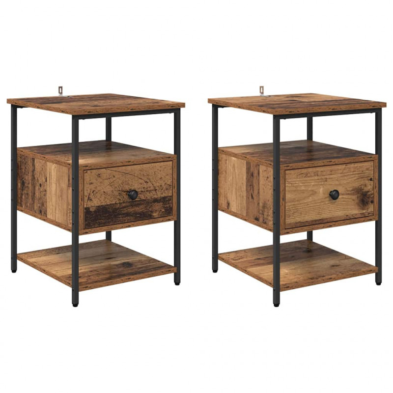 Szafka Nocna z szufladą 2 pcs Stare drewno 40 x 42 x 56 cm