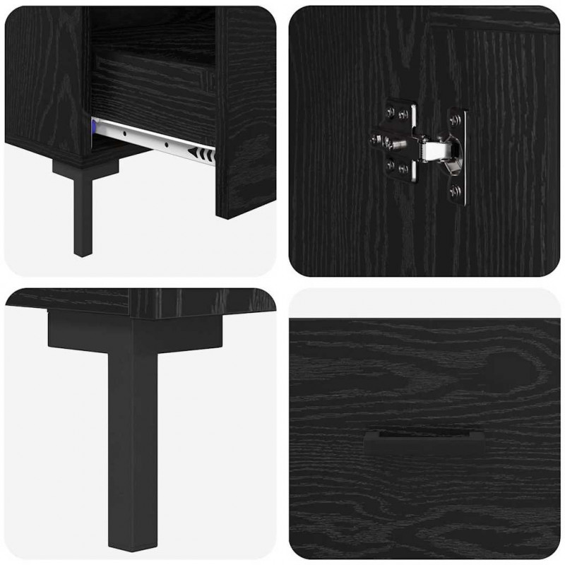 Highboard Czarny Dąb 69,5 x 31 x 115 cm Materiał drewnopochodny