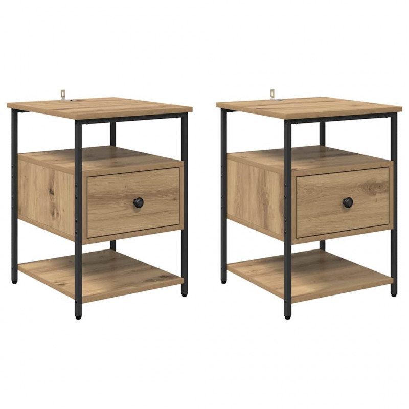 Szafka Nocna z szufladą 2 pcs Dąb rzemieślniczy 40 x 42 x 56 cm