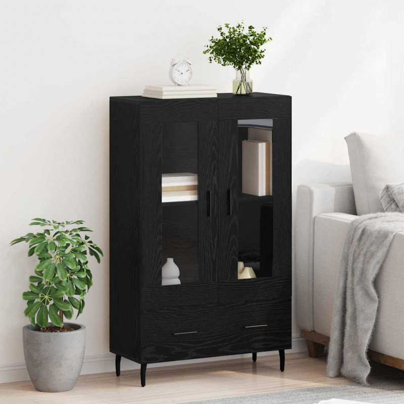 Highboard Czarny Dąb 69,5 x 31 x 115 cm Materiał drewnopochodny