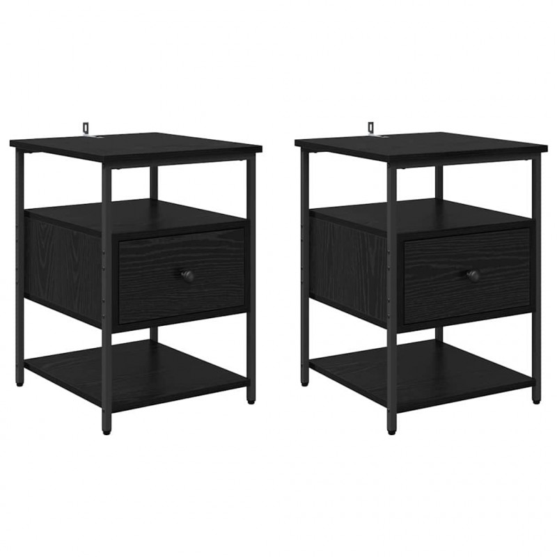 Szafka Nocna z szufladą 2 pcs Czarny Dąb 40 x 42 x 56 cm