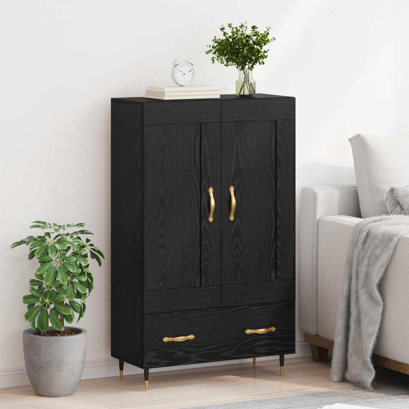 Highboard Czarny Dąb 69,5 x 31 x 115 cm Materiał drewnopochodny