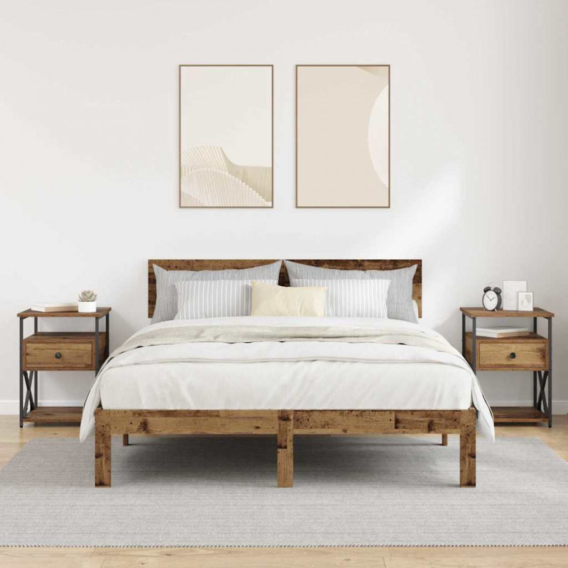 Szafka Nocna z szufladą 2 pcs Stare drewno 40 x 42 x 55 cm
