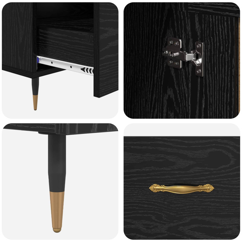Highboard Czarny Dąb 69,5 x 31 x 115 cm Materiał drewnopochodny