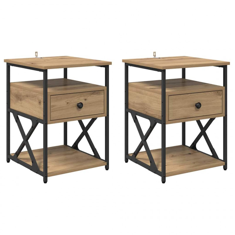 Szafka Nocna z szufladą 2 pcs Dąb rzemieślniczy 40 x 42 x 55 cm