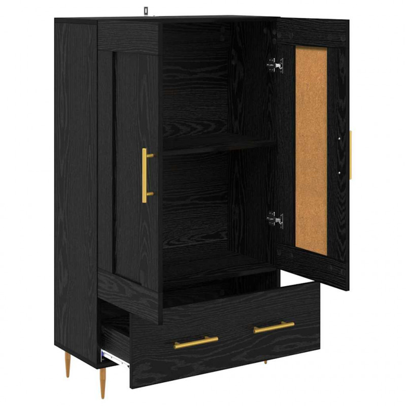 Highboard Czarny Dąb 69,5 x 31 x 115 cm Materiał drewnopochodny