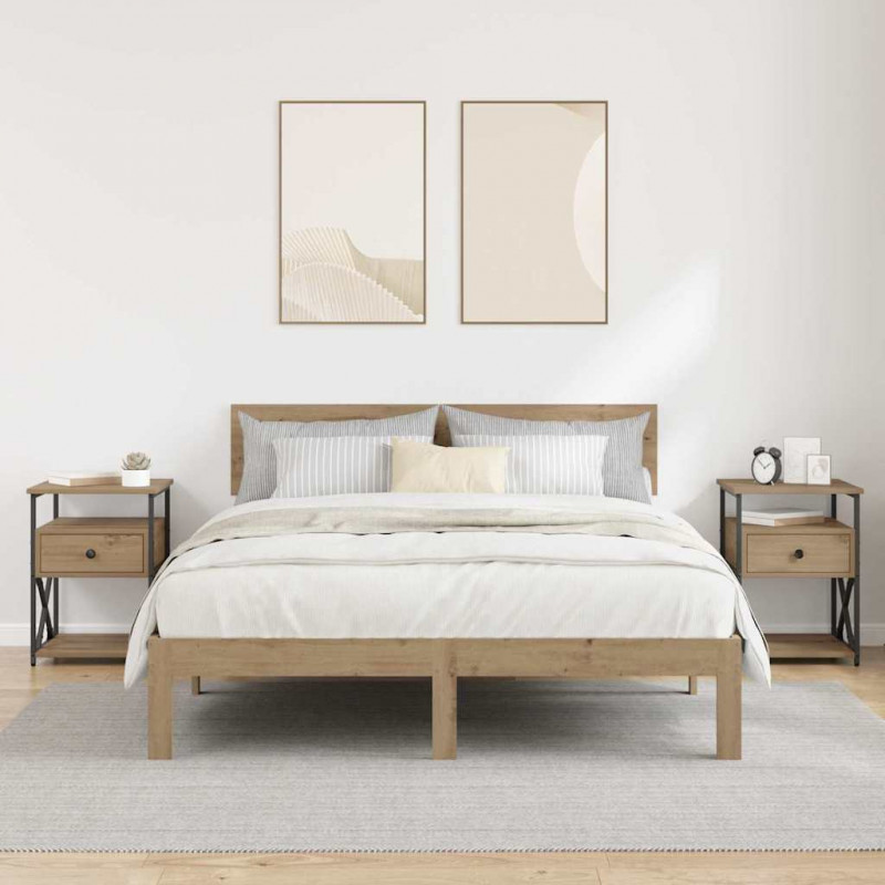 Szafka Nocna z szufladą 2 pcs Dąb rzemieślniczy 40 x 42 x 55 cm