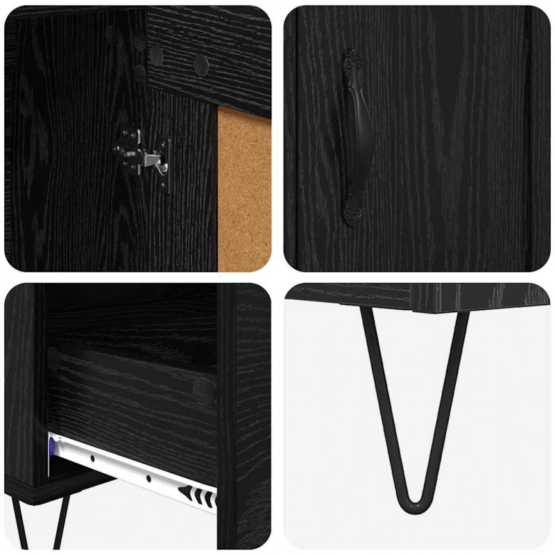 Highboard Czarny Dąb 69,5 x 31 x 115 cm Materiał drewnopochodny