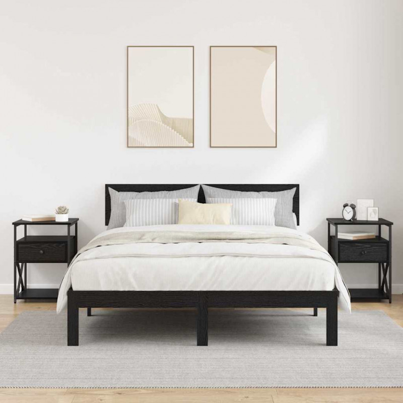 Szafka Nocna z szufladą 2 pcs Czarny Dąb 40 x 42 x 55 cm