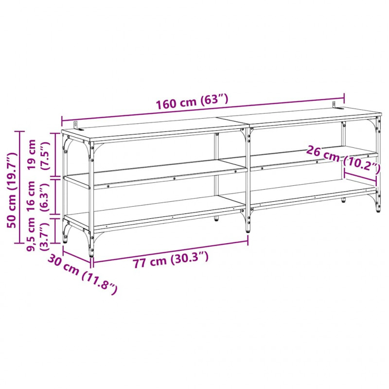 Szafka pod telewizor Stare drewno 160 x 30 x 50 cm
