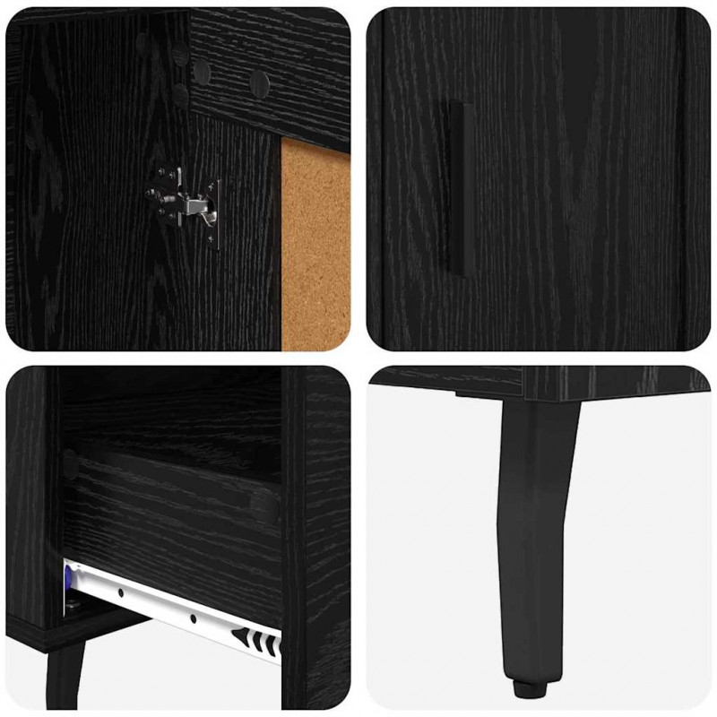 Highboard Czarny Dąb 69,5 x 31 x 115 cm Materiał drewnopochodny