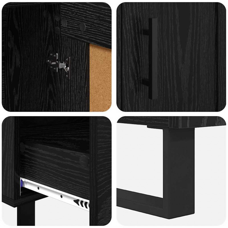 Highboard Czarny Dąb 69,5 x 31 x 115 cm Materiał drewnopochodny