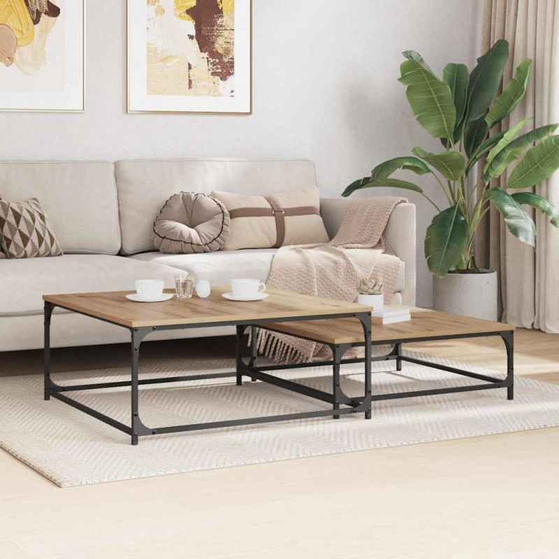 Stolik kawowy 2 pcs Dąb rzemieślniczy Materiał drewnopochodny