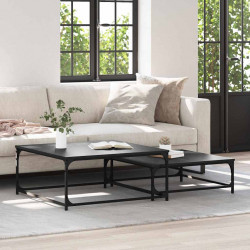 Stolik kawowy 2 pcs Czarny Dąb Materiał drewnopochodny