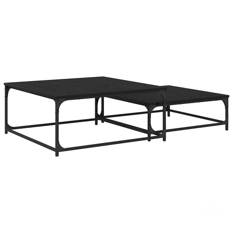 Stolik kawowy 2 pcs Czarny Dąb Materiał drewnopochodny