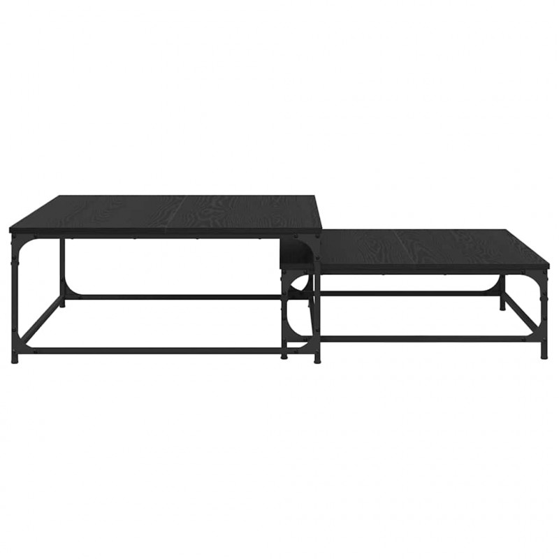 Stolik kawowy 2 pcs Czarny Dąb Materiał drewnopochodny