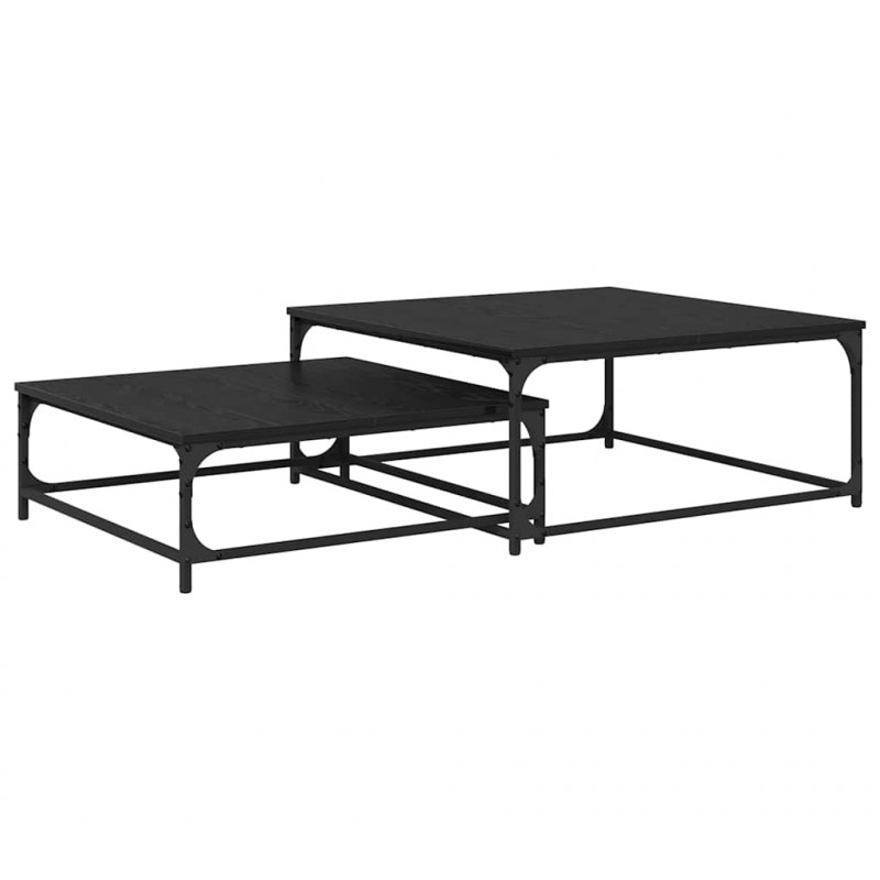 Stolik kawowy 2 pcs Czarny Dąb Materiał drewnopochodny
