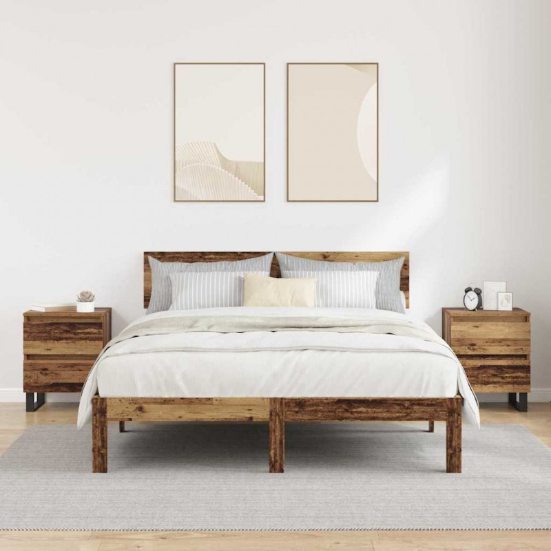 Szafka Nocna z szufladą 2 pcs Stare drewno 40 x 35 x 50 cm
