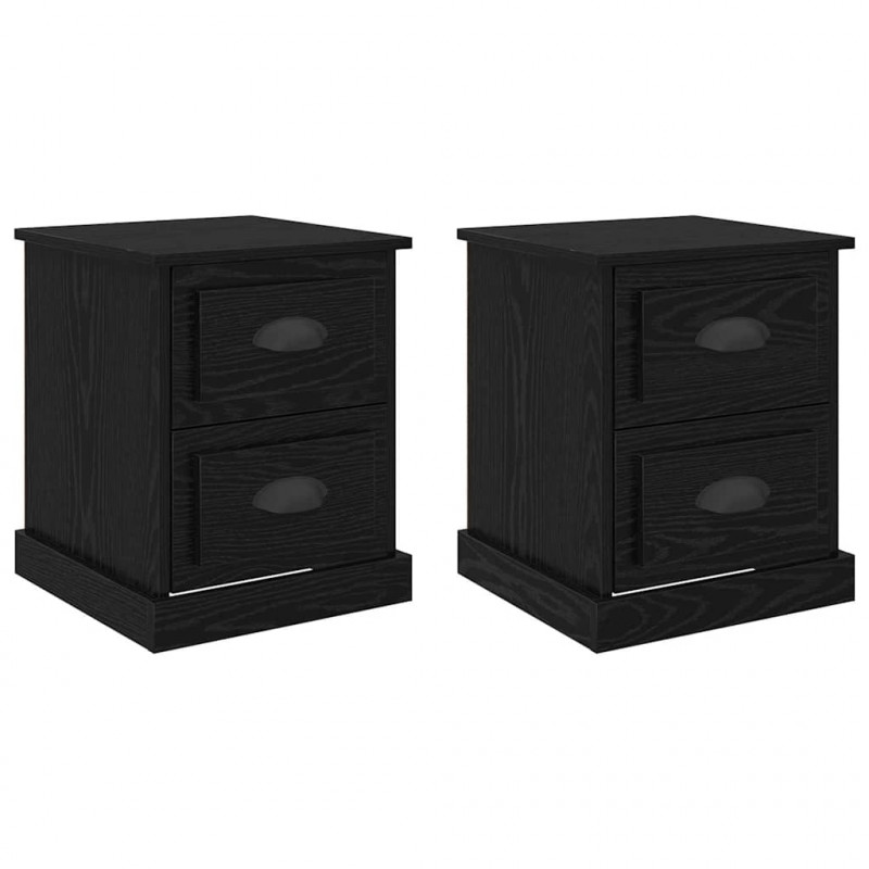 Szafka Nocna z szufladą 2 pcs Czarny Dąb 39 x 39 x 47.5 cm