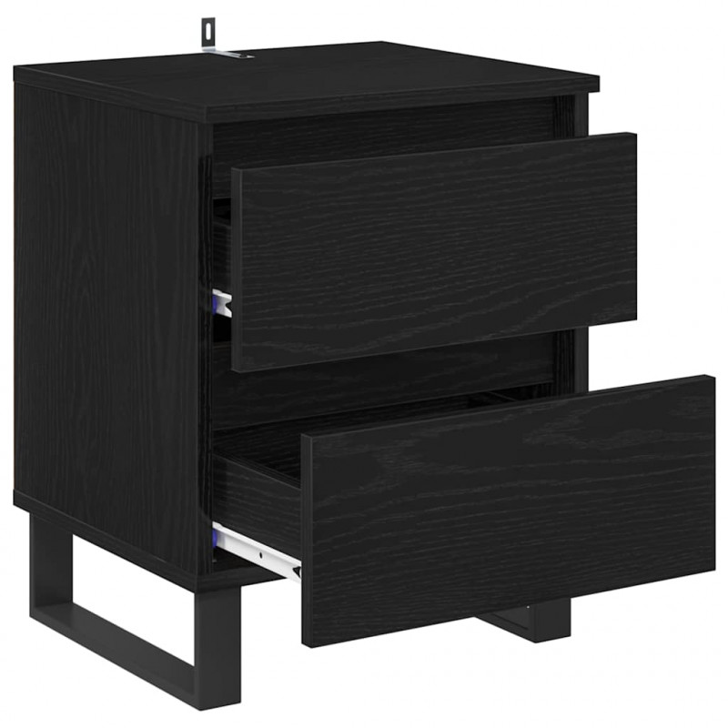 Szafka Nocna z szufladą 2 pcs Czarny Dąb 40 x 35 x 50 cm