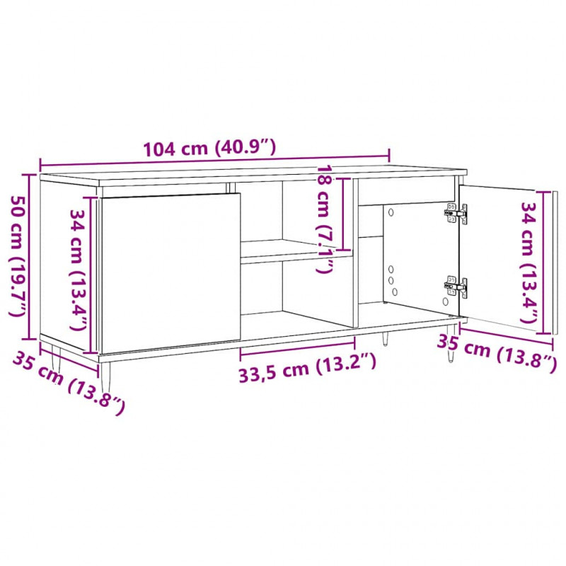 Szafka pod telewizor Dąb rzemieślniczy 104 x 35 x 50 cm