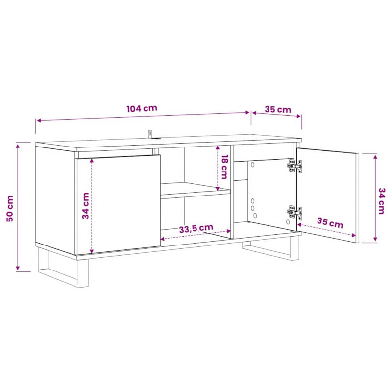 Szafka pod telewizor Dąb rzemieślniczy 104 x 35 x 50 cm