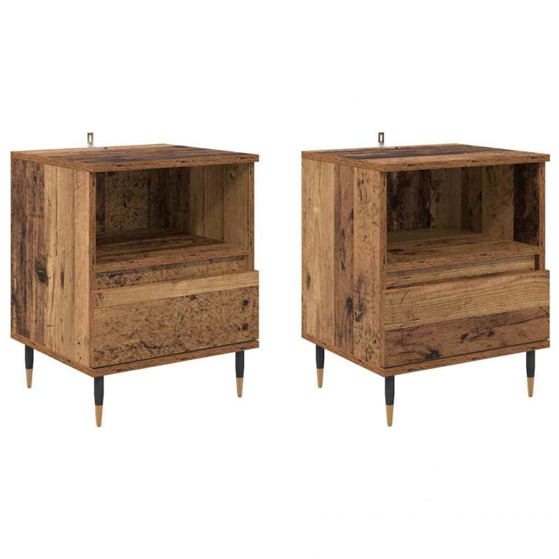 Szafka Nocna z szufladą 2 pcs Stare drewno 40 x 35 x 50 cm