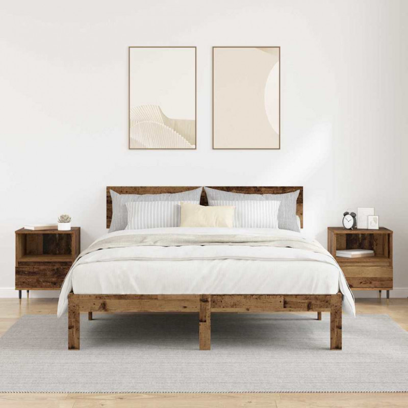Szafka Nocna z szufladą 2 pcs Stare drewno 40 x 35 x 50 cm