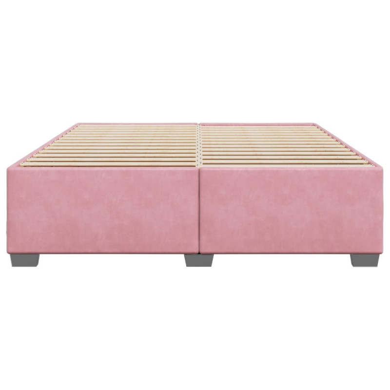 Rama łóżka, różowa, 180x200 cm, tapicerowana aksamitem
