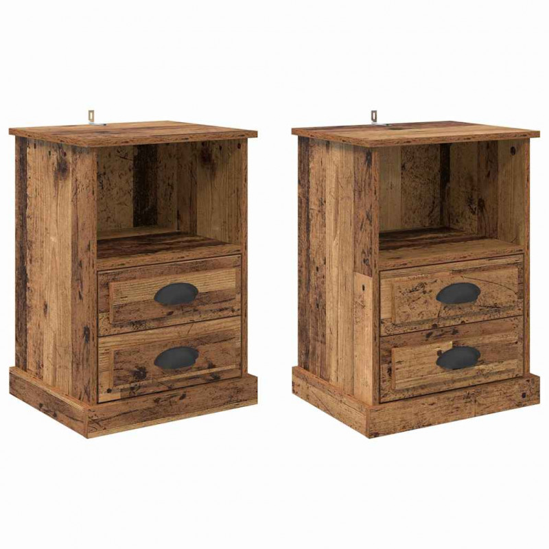 Szafka Nocna z szufladą 2 pcs Stare drewno 36 x 43 x 60 cm