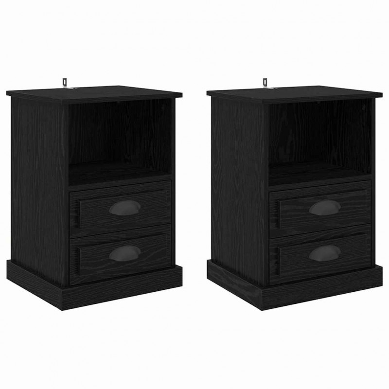 Szafka Nocna z szufladą 2 pcs Czarny Dąb 36 x 43 x 60 cm