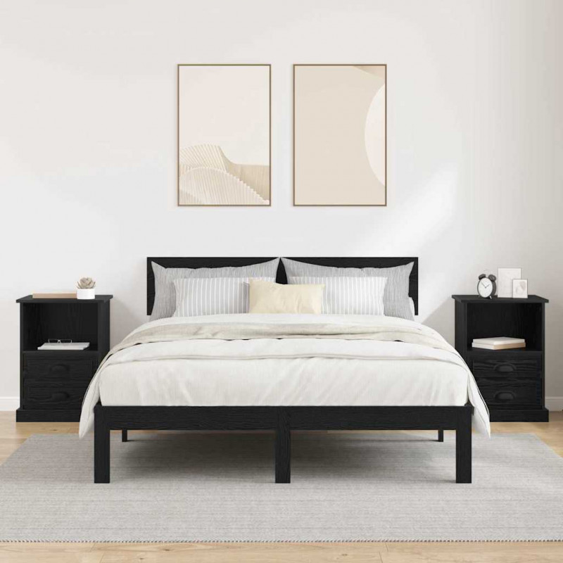 Szafka Nocna z szufladą 2 pcs Czarny Dąb 36 x 43 x 60 cm